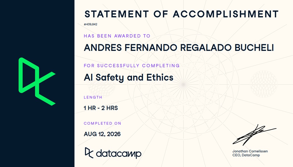 Photo of certificate