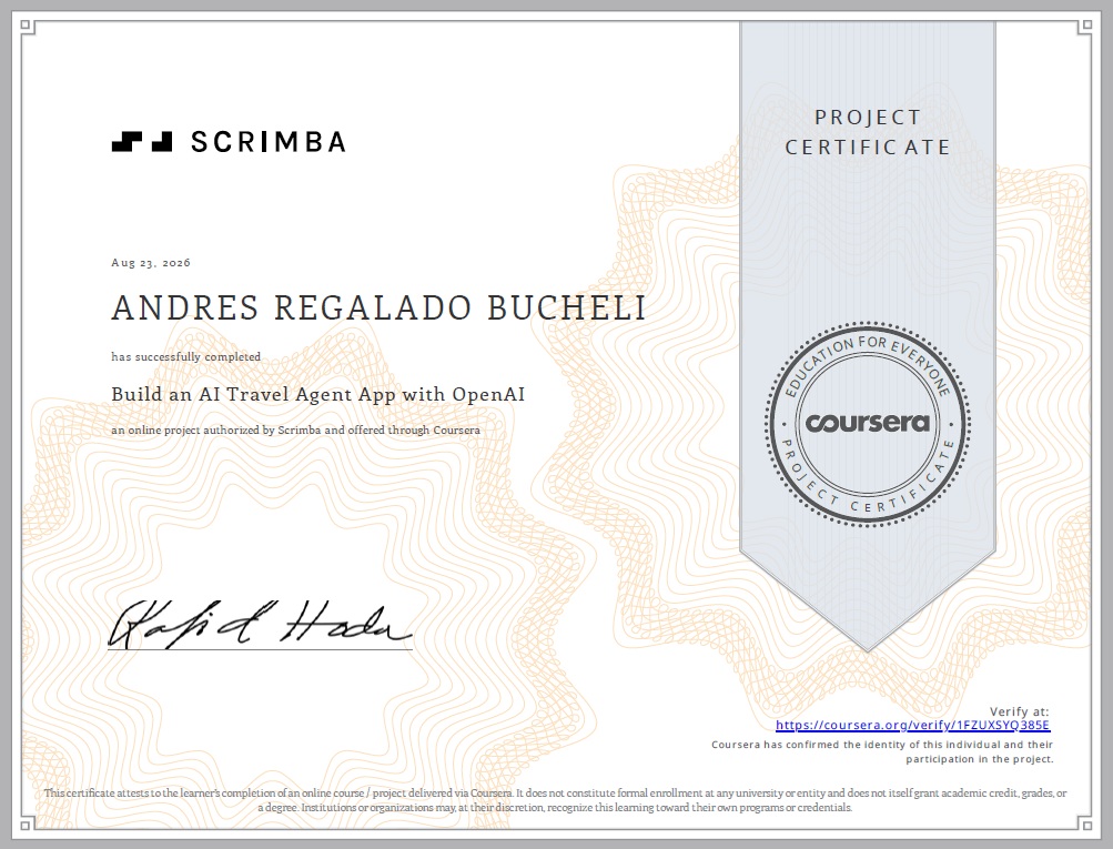 Photo of certificate