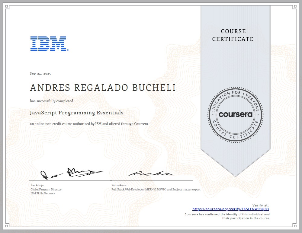 Photo of certificate