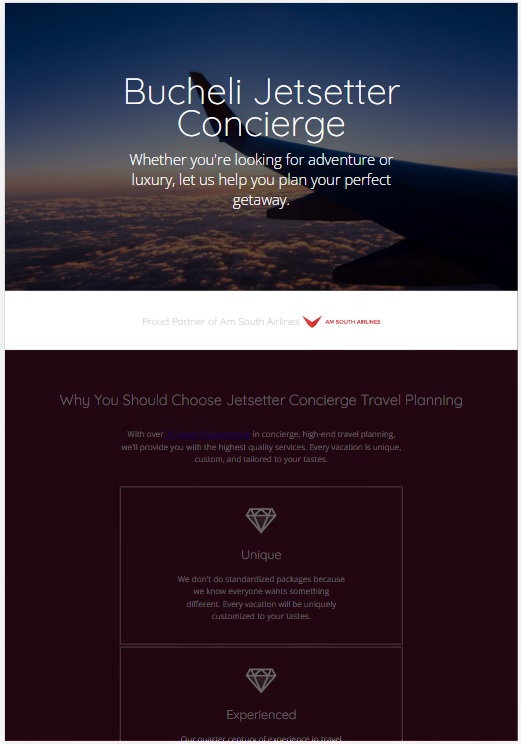 Photo of the Jetsetter Concierge website
