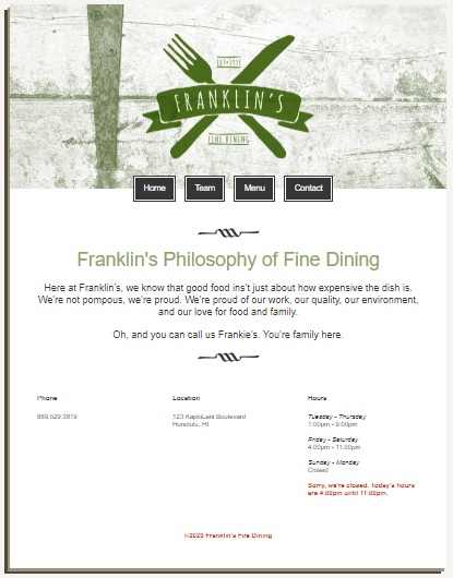 Photo of the Franklins Restaurant app