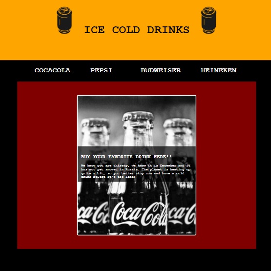 Photo of the Ice Cold Drinks website