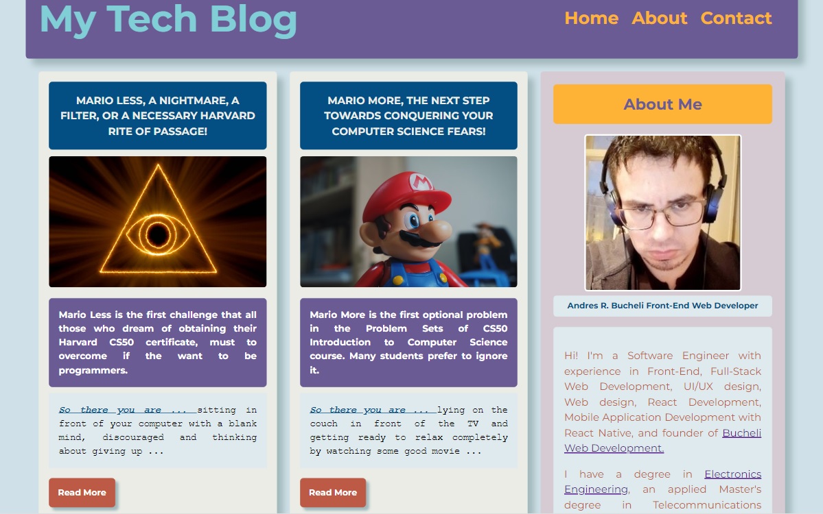 Photo of the My Tech Blog Website