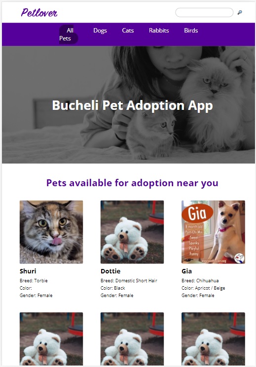 Photo of the Pet Adoption app
