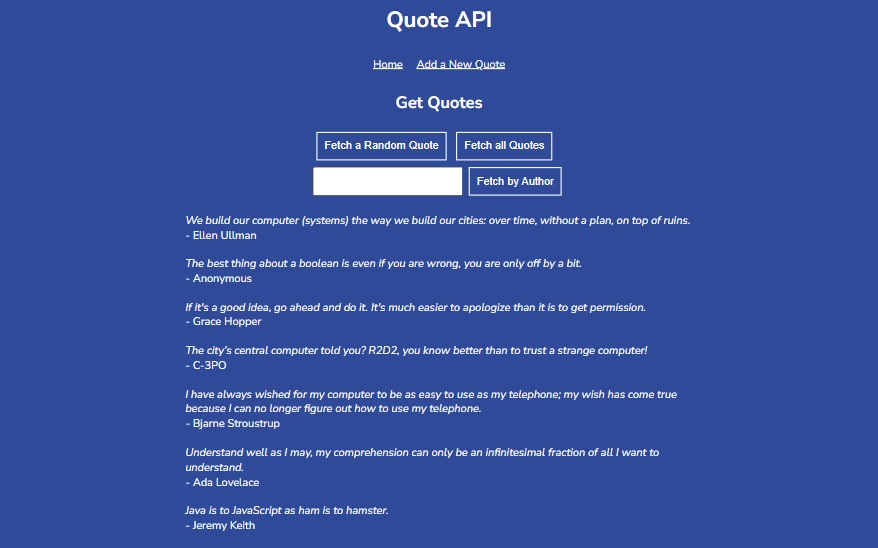 Photo of the Quote API app