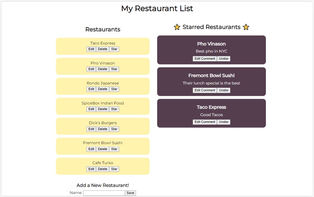 Photo of the Restaurants List app